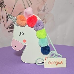 Cat & Jack Unicorn Bag - White with Colorful Pom-Poms
